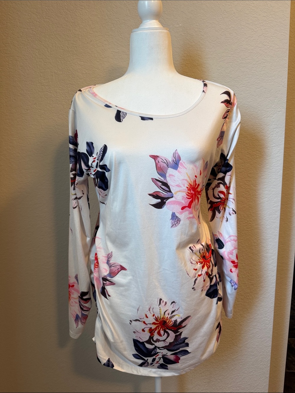 Maternity Floral Long Sleeve Scoop Neck Top
